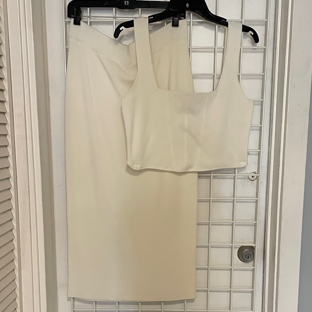 open edit white knit set sz L